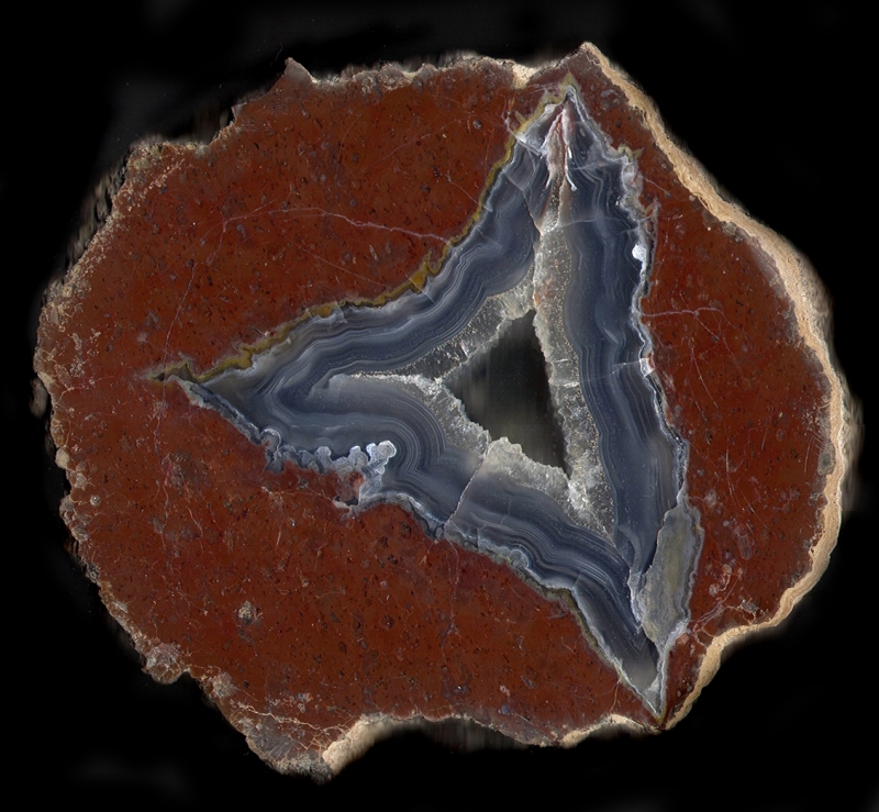 Dramatic red and blue Lead Pipe Springs Thunderegg Geode 